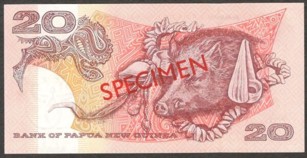 Papua New Guinea 20 Kina P-10es 2002 Specimen CA02 000000 UNC - Image 2