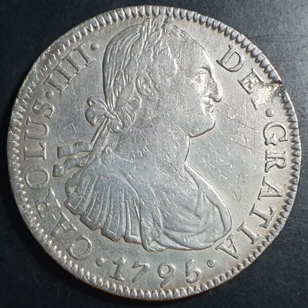 Mexico Spanish Colonial 8 Reales Carol Carolus IIII 1795 Mo FM Mexico City Mint