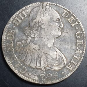 Mexico Spanish Colonial 8 Reales Carol Carolus III 1795 Mo FM Mexico City Mint