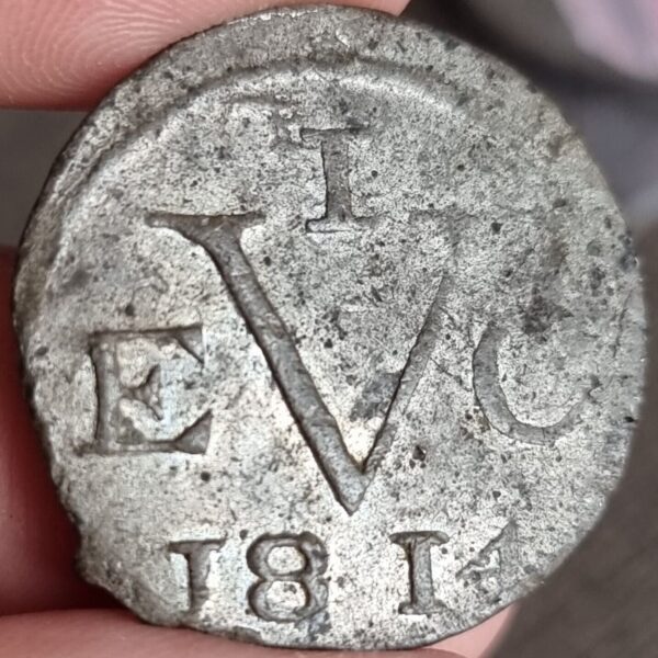 Netherlands Indies VEIC 1 Doit Duit Tin 1814 XF Original Luster