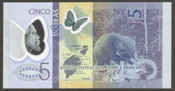Sao Tome E Principe St Thomas 5 Dobras Polymer 2016 Block AA UNC - Image 2