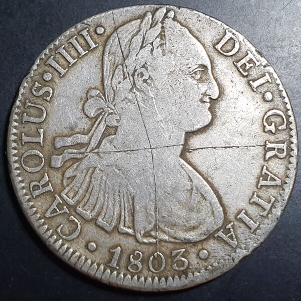 Mexico Spanish Colonial 8 Reales Carol Carolus IIII 1803 Mo FT Mexico City Mint - Image 2