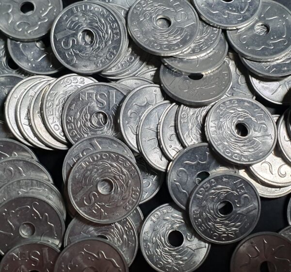 Indonesia 1 Sen 1952 UNC Original Luster Low Mintage 100,000 Pcs Only Scarce - Image 3