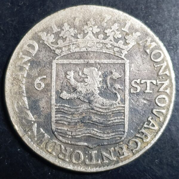 Netherlands 6 Stuiver Scheepjesschelling Zeeland Zeelandia 1771 Silver - Image 2