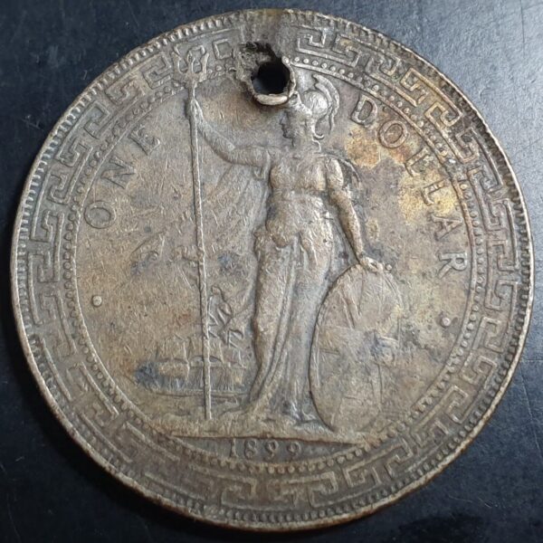 Great Britain Hong Kong 1 One Trade Dollar 1899 B Bombay Mint Ex Jewelry