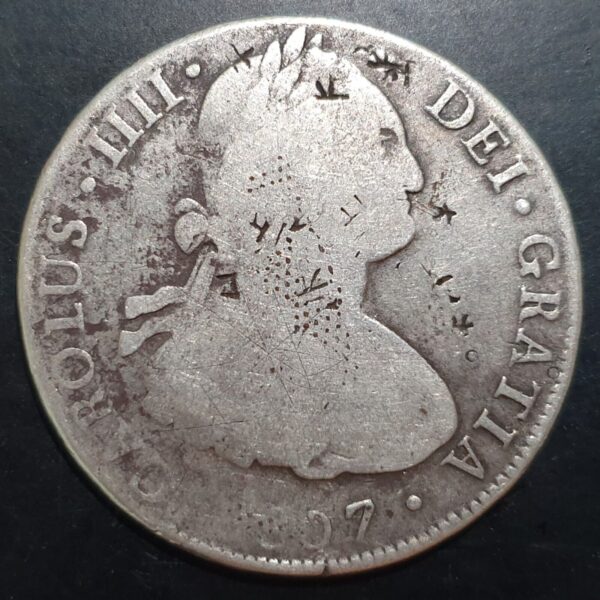 Mexico Bolivia Spanish Colonial 8 Reales Carol Carolus IIII 1807 PTS PJ Potosi