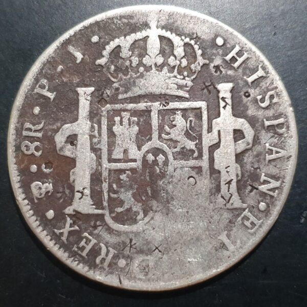 Mexico Bolivia Spanish Colonial 8 Reales Carol Carolus IIII 1807 PTS PJ Potosi - Image 2