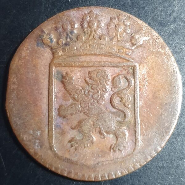 Netherlands East Indies VOC Holland Indonesia 1 One Duit 1732 Rosette Mintmark - Image 2