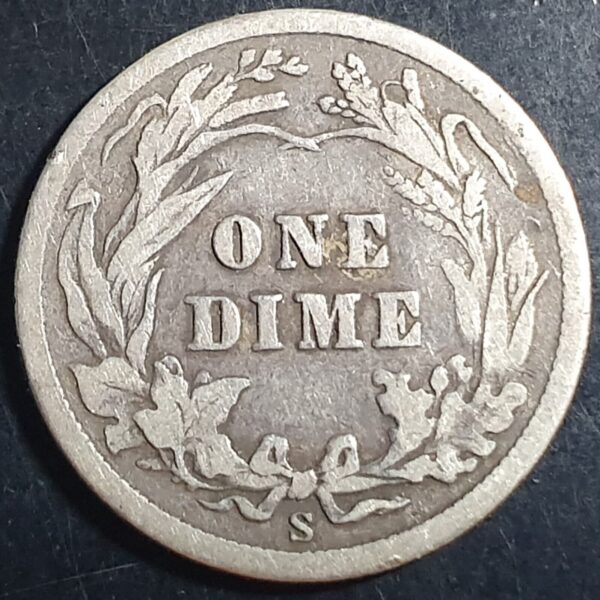 United States Barber Dime 1906 S San Francisco Mint - Image 2