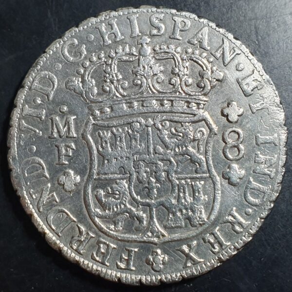 Mexico Spanish Colonial 8 Reales Two Pillar Ferdin Ferdinand VI 1751 Mo MF - Image 2