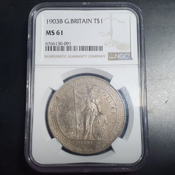Great Britain Hong Kong 1 One Trade Dollar 1903B Bombay Mint NGC MS 61 - Image 2