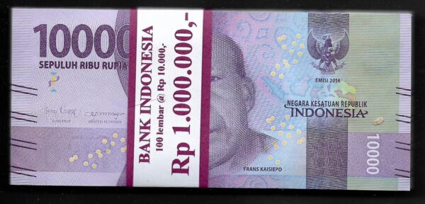 Lot 100 Pcs 1 Bundle Indonesia 10000 10,000 Rupiah 2019 / 2016 UNC