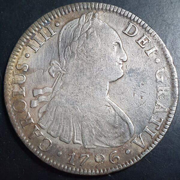 Mexico Spanish Colonial 8 Reales Carol Carolus IIII 1796 Mo FM Mexico City Mint