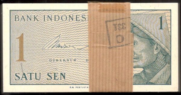 Lot 100 Pcs 1 Bundle Indonesia 1 Sen 1964 UNC Clean