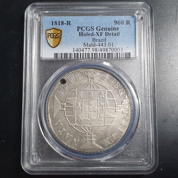 Brazil 960 Reis 1818 R PCGS XF Detail