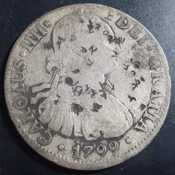 Mexico Spanish Colonial 8 Reales Carol Carolus IIII 1799 Mo FM Mexico City Mint