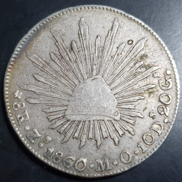 Mexico First Republic 8 Reales 1860 Zs MO Zacatecas Mint VF
