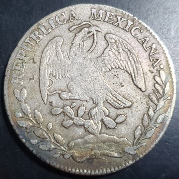 Mexico First Republic 8 Reales 1860 Zs MO Zacatecas Mint VF - Image 2