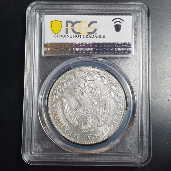 Mexico Second Republic 8 Reales 1884 Ga TB Guadalajara Mint PCGS UNC Detail - Image 3