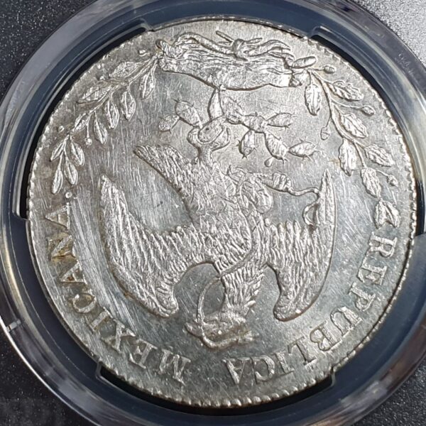 Mexico Second Republic 8 Reales 1884 Ga TB Guadalajara Mint PCGS UNC Detail - Image 4