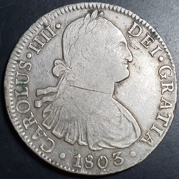 Mexico Spanish Colonial 8 Reales Carol Carolus III 1803 Mo FT Mexico City Mint - Image 2