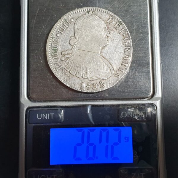 Mexico Spanish Colonial 8 Reales Carol Carolus III 1803 Mo FT Mexico City Mint - Image 4