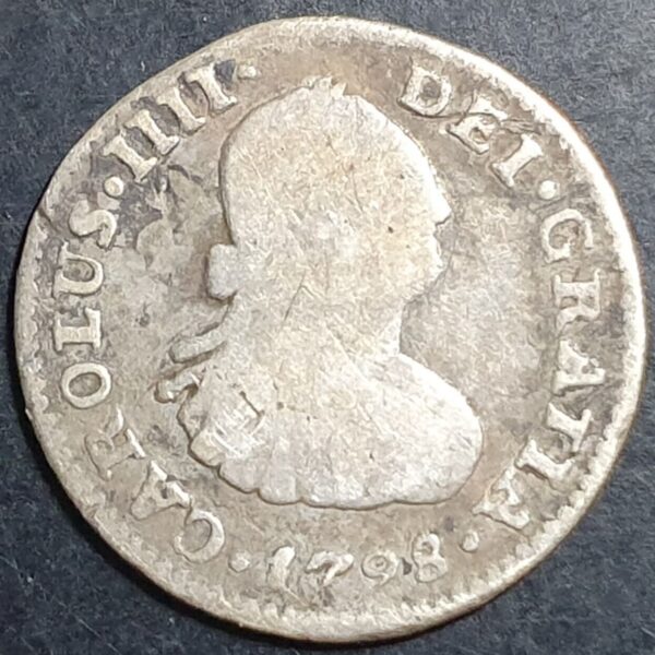 Mexico Spanish Colonial 0.5 1/2 Real Carol Carolus IIII 1798 Mo FM Mexico Mint
