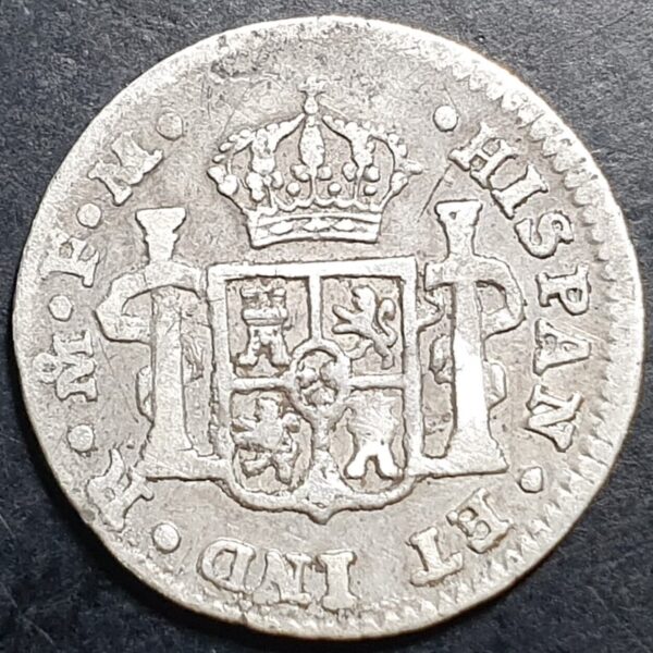 Mexico Spanish Colonial 0.5 1/2 Real Carol Carolus IIII 1801 Mo FM Mexico Mint - Image 2