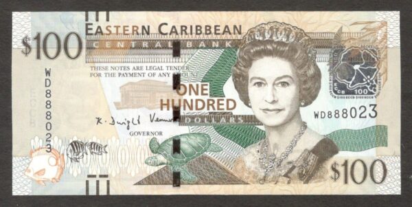 Eastern Caribbean States 100 Dollars Queen Elizabeth II P-55b 2015 UNC