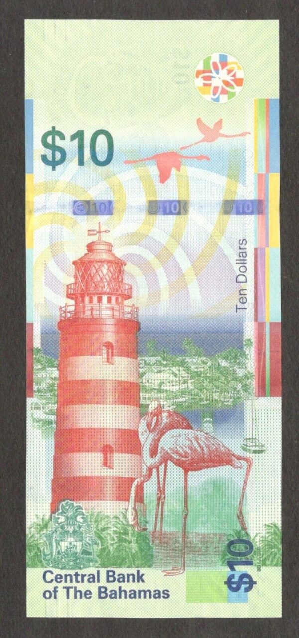 Bahamas 10 Dollars Lighthouse Sir Stafford Lofthouse Sands P-79 2016 UNC - Image 2