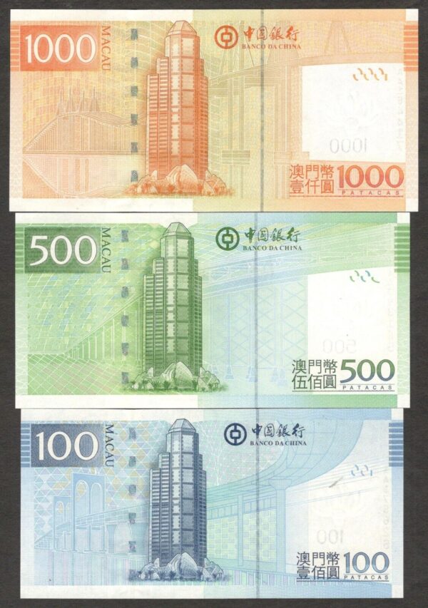FullSet 6 Pcs Macau Macao 1000 500 100 (1st AAPrefix) 50 20 10 Patacas 2008 UNC - Image 4