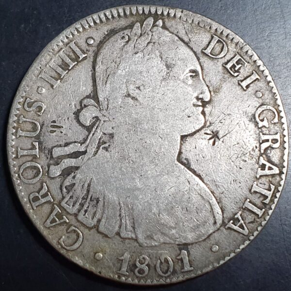 Mexico Spanish Colonial 8 Reales Carol Carolus IIII 1801 Mo FT Mexico City Mint