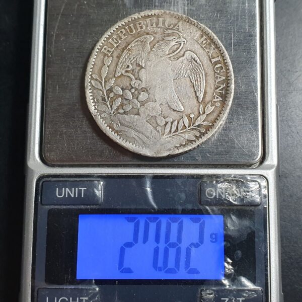 Mexico First Republic 8 Reales 18XX Zs OM Zacatecas Mint Fine - Image 4