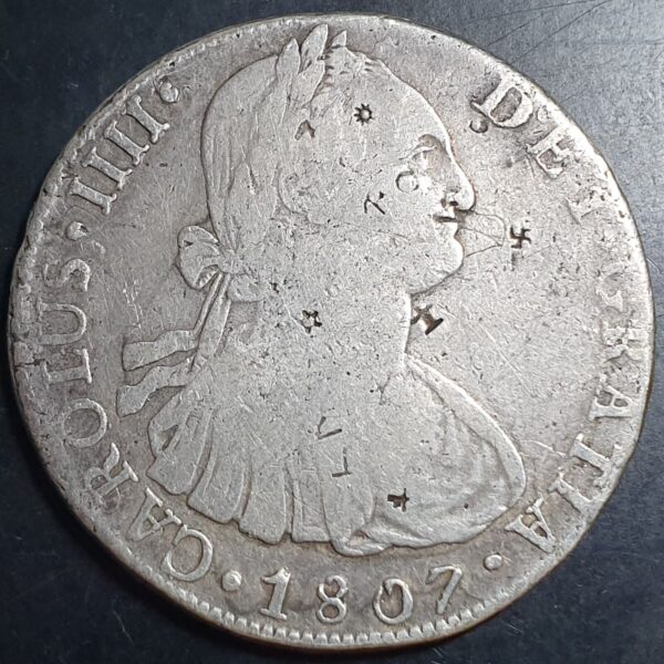 Peru Spanish Colonial 8 Reales Carol Carolus IIII 1807 LM JP Peru Mint