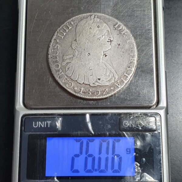 Peru Spanish Colonial 8 Reales Carol Carolus IIII 1807 LM JP Peru Mint - Image 4