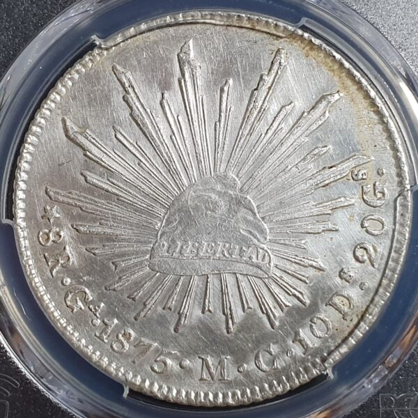 Mexico Second Republic 8 Reales 1875 Ga MC Guadalajara Mint PCGS UNC Detail