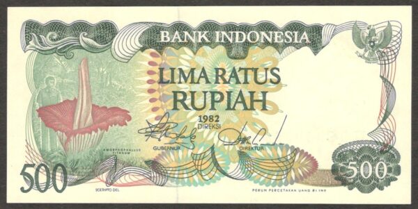 Indonesia 500 Rupiah Amorphophallus Titanium P-121 1982 UNC