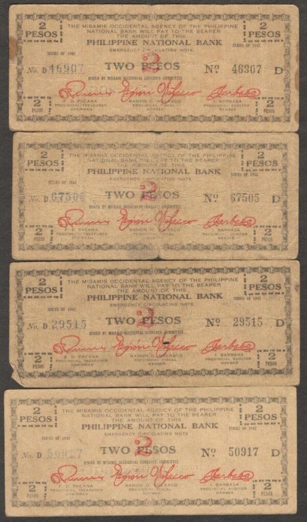 [1 BANKNOTES] Philippines Misamis Occidental 2 Pesos WWII P-S577 1942 F to VF - Image 3