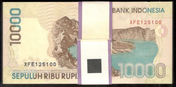 Lot 100 Pcs 1 Bundle Indonesia 10,000 10000 Rupiah 1999 / 1998 UNC REPLACEMENT