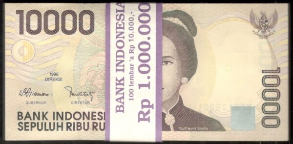 Lot 100 Pcs 1 Bundle Indonesia 10,000 10000 Rupiah 1999 / 1998 UNC REPLACEMENT - Image 2