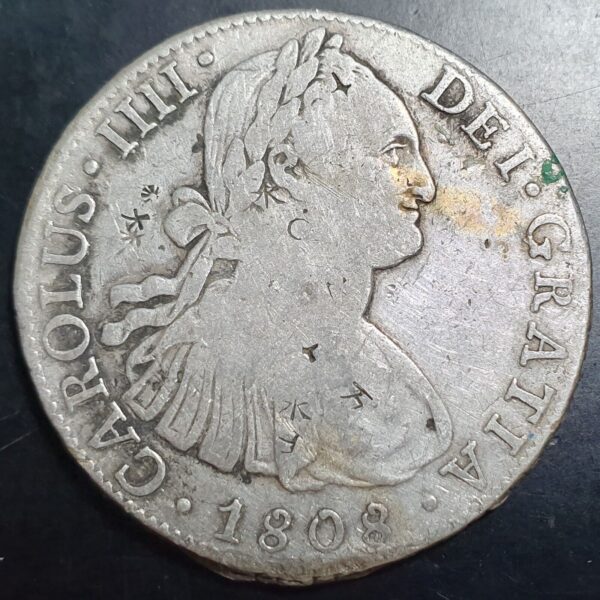 Mexico Spanish Colonial 8 Reales Carol Carolus IIII 1808/7 Mo TH Overstruck Date