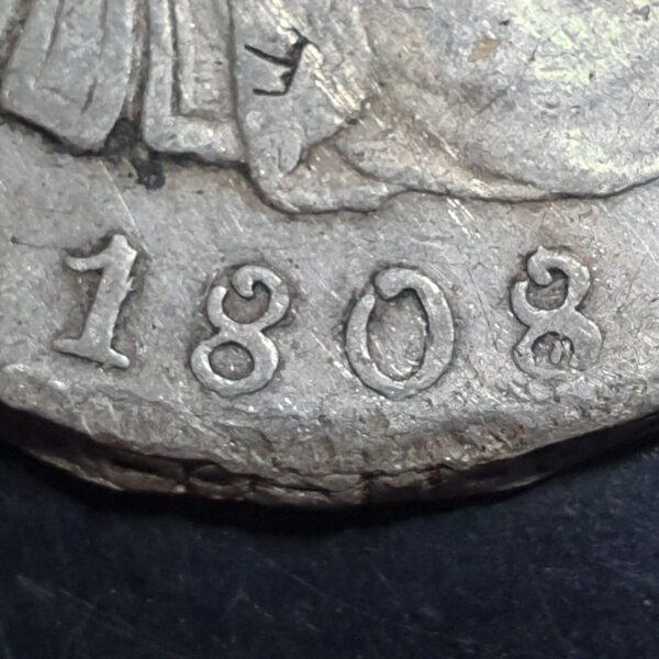 Mexico Spanish Colonial 8 Reales Carol Carolus IIII 1808/7 Mo TH Overstruck Date - Image 2