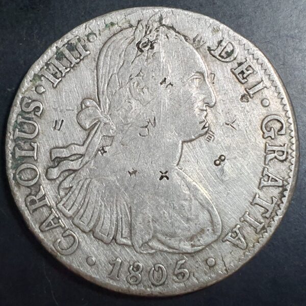 Mexico Spanish Colonial 8 Reales Carol Carolus IIII 1805 Mo TH Mexico City Mint