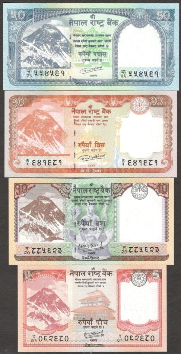 Full Set 7 Pcs Nepal 5 10 20 50 100 500 1000 Rupees 2019 - 2020 UNC - Image 5