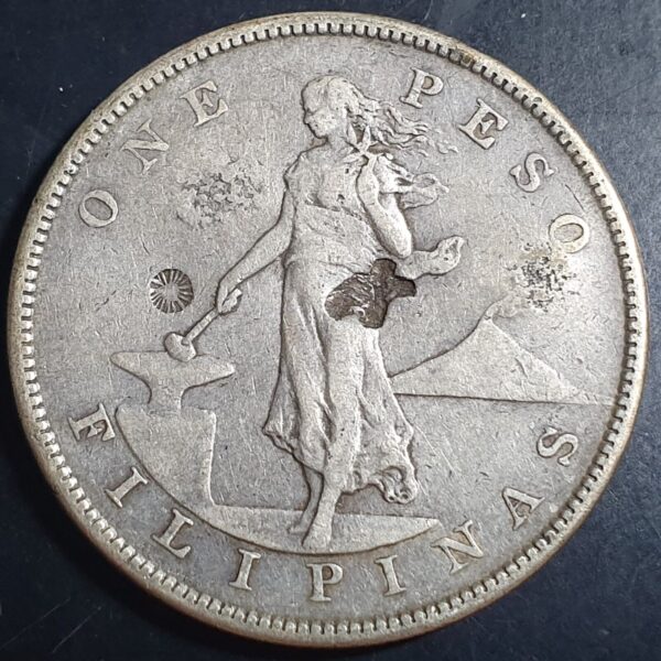 United States Philippines 1 One Peso 1904 S VF Chopmark Sharp Detail