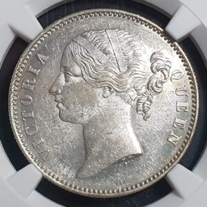 East India Company 1 One Rupee Queen Victoria 1840 (B&C) NGC MS 61