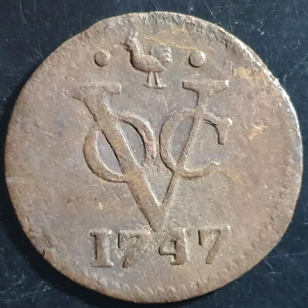 Netherlands East Indies VOC West Friesland Indonesia 1 One Duit 1747 Roster Mint