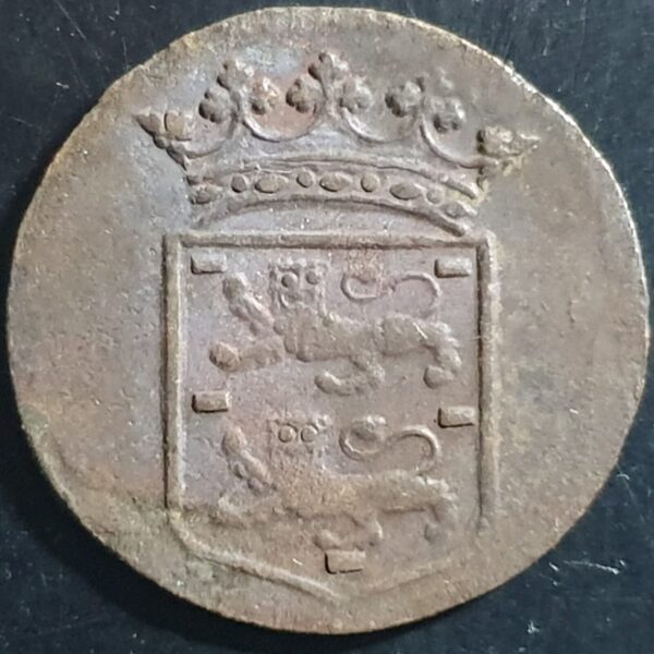 Netherlands East Indies VOC West Friesland Indonesia 1 One Duit 1747 Roster Mint - Image 2