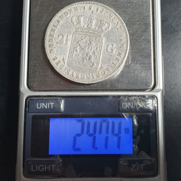 Netherlands 2 1/2 2.5 Gulden Willem William III 1852 XF Details - Image 4
