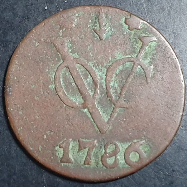 Netherlands East Indies VOC Gelderland Indonesia 1 One Duit 1786 Tulip Mintmark